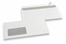 Basic window envelopes, 110 x 220 mm, 80 grs., window left 45 x 90 mm, window position 20 mm from the left side and 15 mm from the bottom, strip closure | PIT Packaging.com | Bestbuyenvelopes