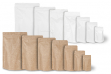 Kraft stand up pouches - brown and white | PIT Packaging.com | Bestbuyenvelopes