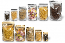 Stand up pouches metallic transparent - gold metallic and silver metallic | PIT Packaging.com | Bestbuyenvelopes