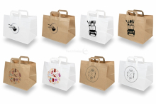 Paper take-away bags - white and brown | PIT Packaging.com | Bestbuyenvelopes