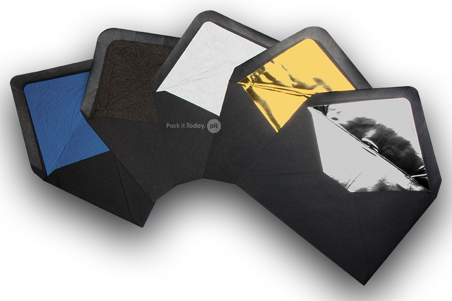 Lined black envelopes