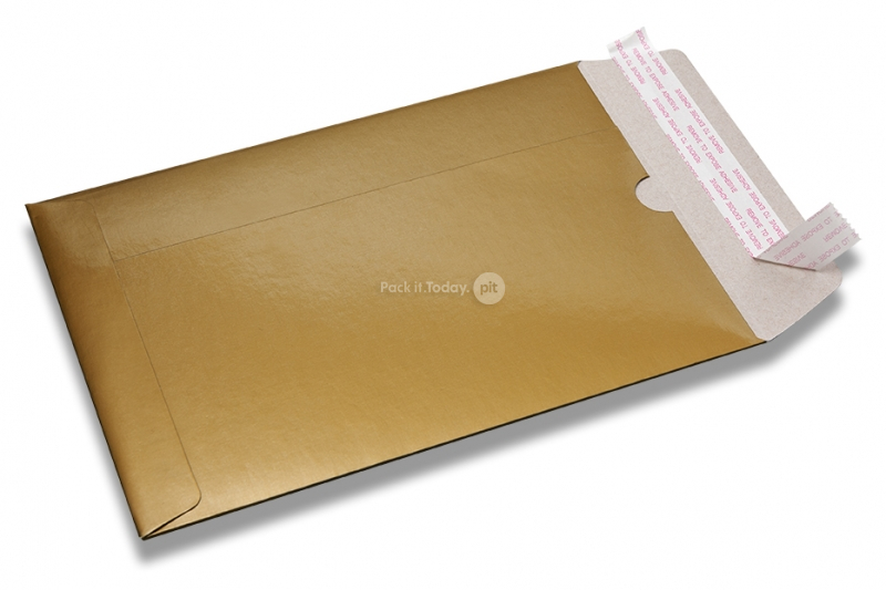 Gold coloured cardboard envelopes