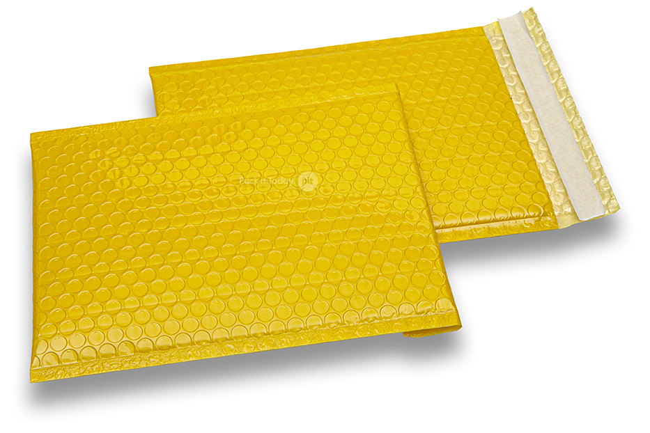 Yellow high-gloss air-cushioned envelopes