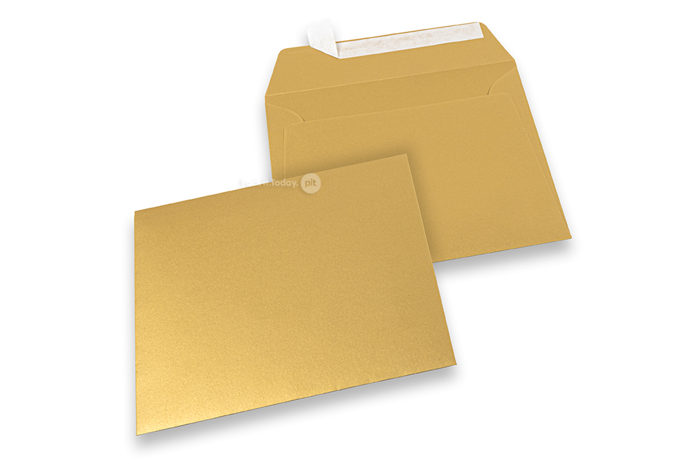 Gold metallic coloured paper envelopes - 160 x 160 mm  