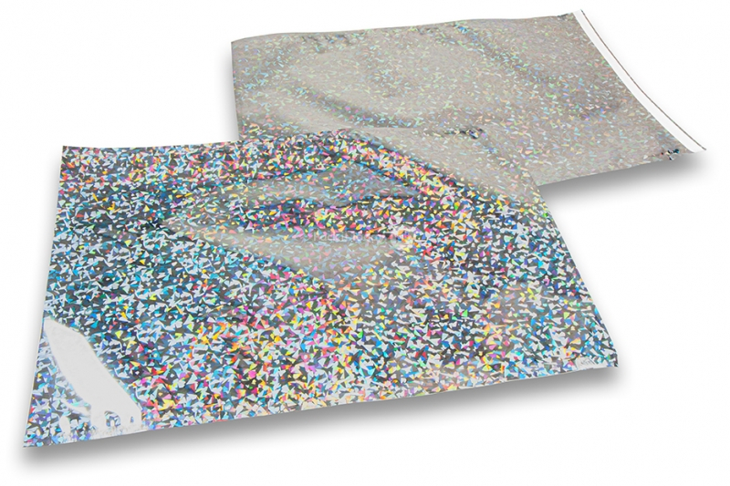 Coloured metallic foil envelopes silver holographic - 320 x 430 mm