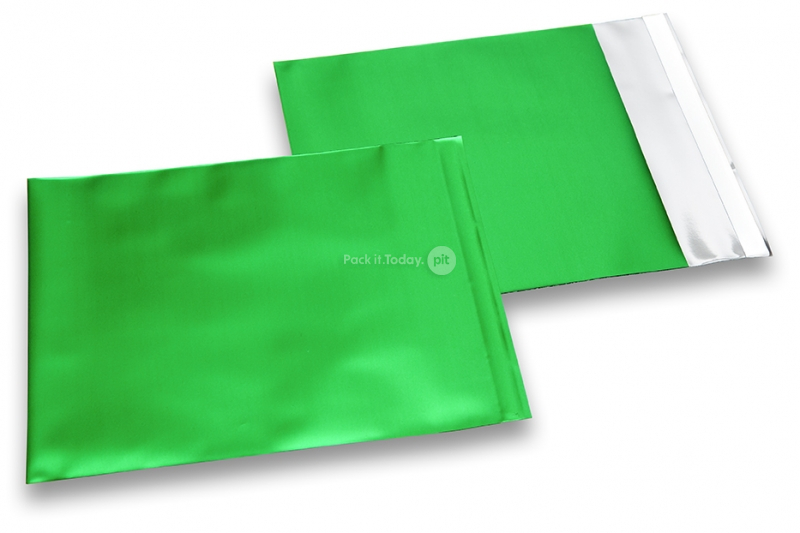 Green coloured matt metallic foil envelopes - 165 x 165 mm