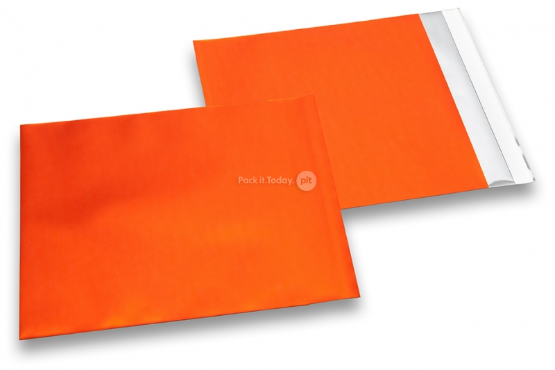 Orange coloured matt metallic foil envelopes - 165 x 165 mm