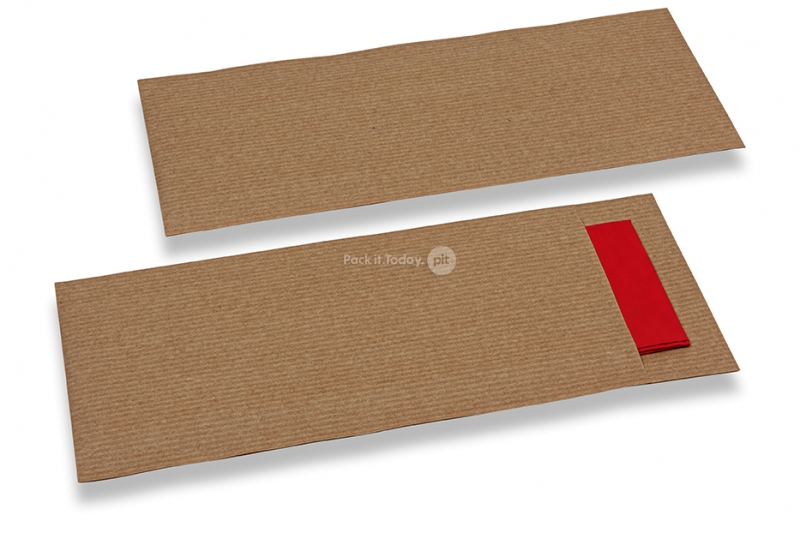 Cutlery bags brown without incision + red paper napkin