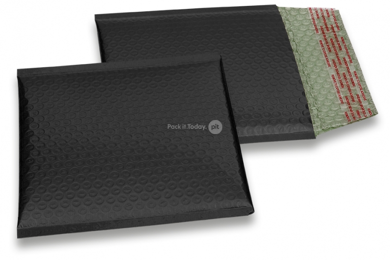 ECO matt metallic bubble envelopes - black 165 x 165 mm