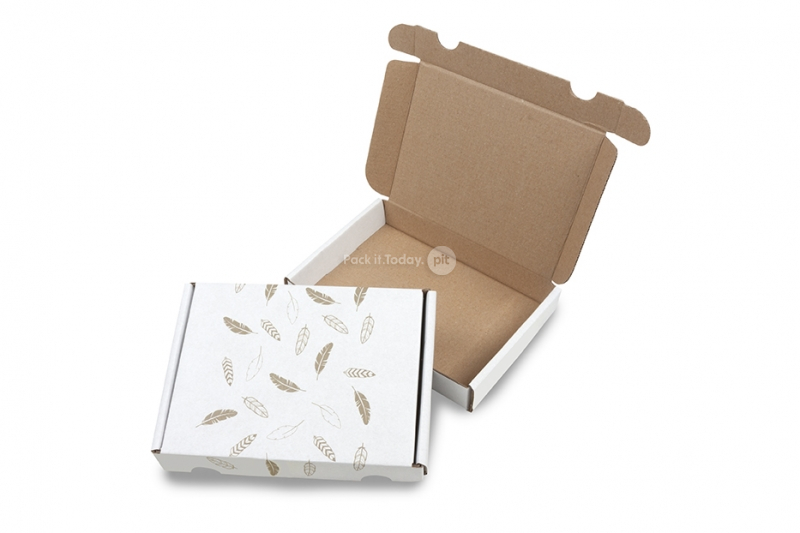 Printed shipping boxes - feathers gold