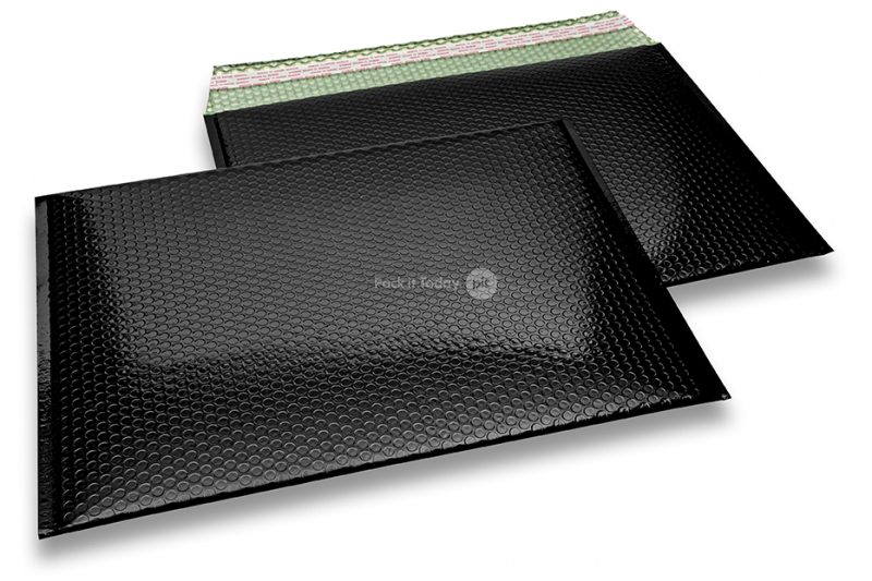 ECO metallic bubble envelopes - black 320 x 425 mm
