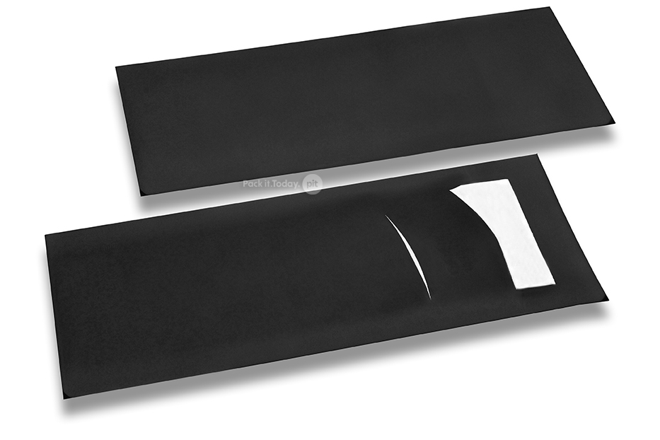 Cutlery bags black with incision + white paper napkin