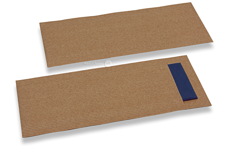 Cutlery bags brown without incision + blue paper napkin