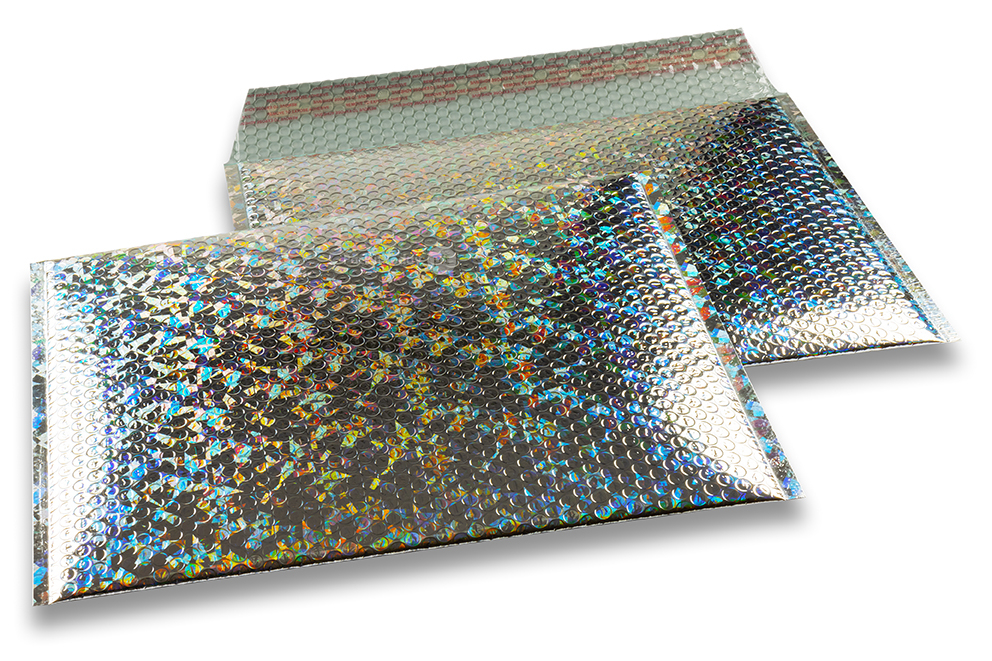 ECO metallic bubble envelopes - silver holographic 235 x 325 mm