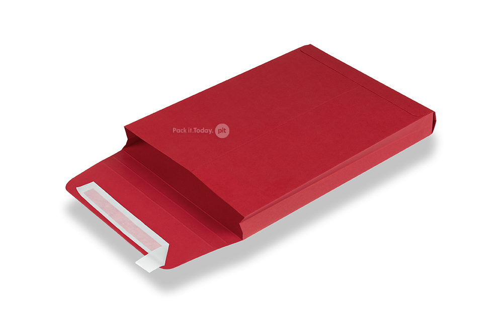 Coloured gusset envelopes V-Bottom - red, 162 x 229 x 25 mm