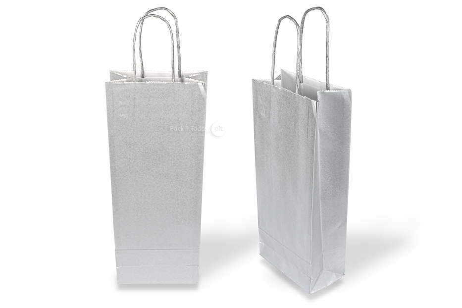 Paper wine bags - silver