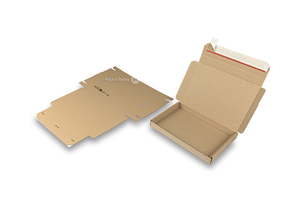 Folding post boxes with seal strip - 230 x 160 x 25 mm (A5), brown