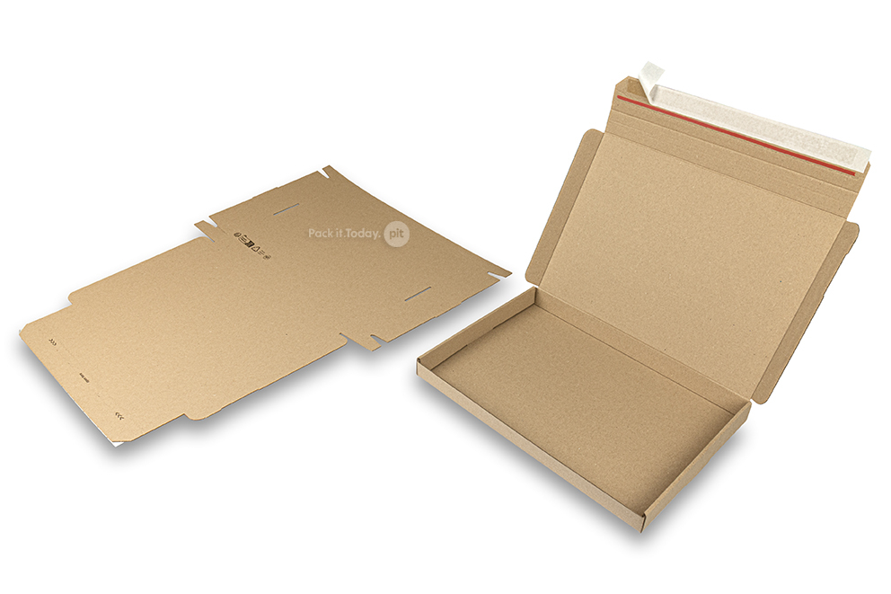 Folding post boxes with seal strip - 310 x 220 x 25 mm (A4), brown