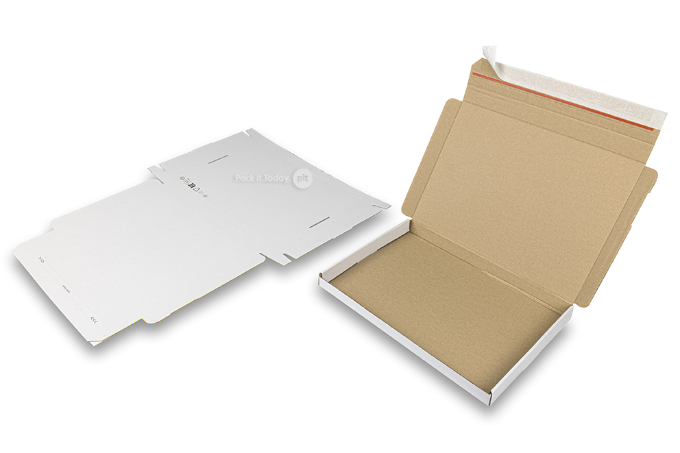 Folding post boxes with seal strip - 310 x 220 x 25 mm (A4), white