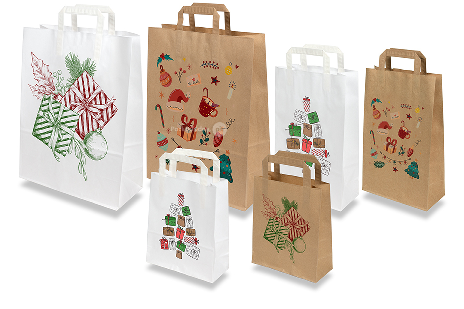 Christmas paper carrier bags